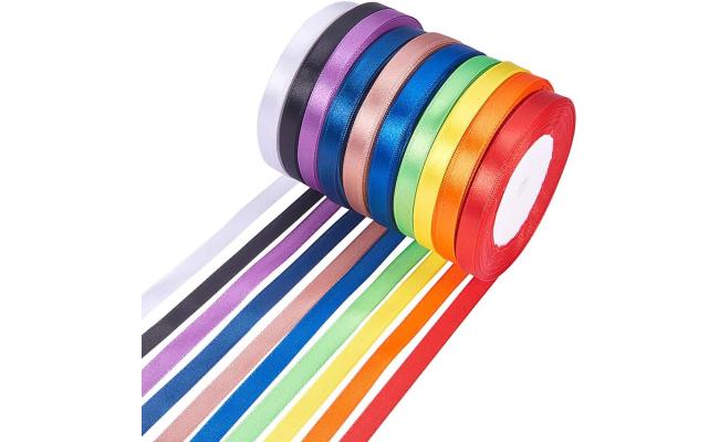Satin Ribbon Multi Colors, 1cm 25Y for Crafts